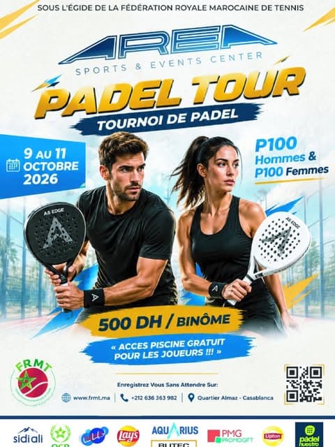 Affiche officielle AREA Padel Tour, 9 au 11 octobre 2026